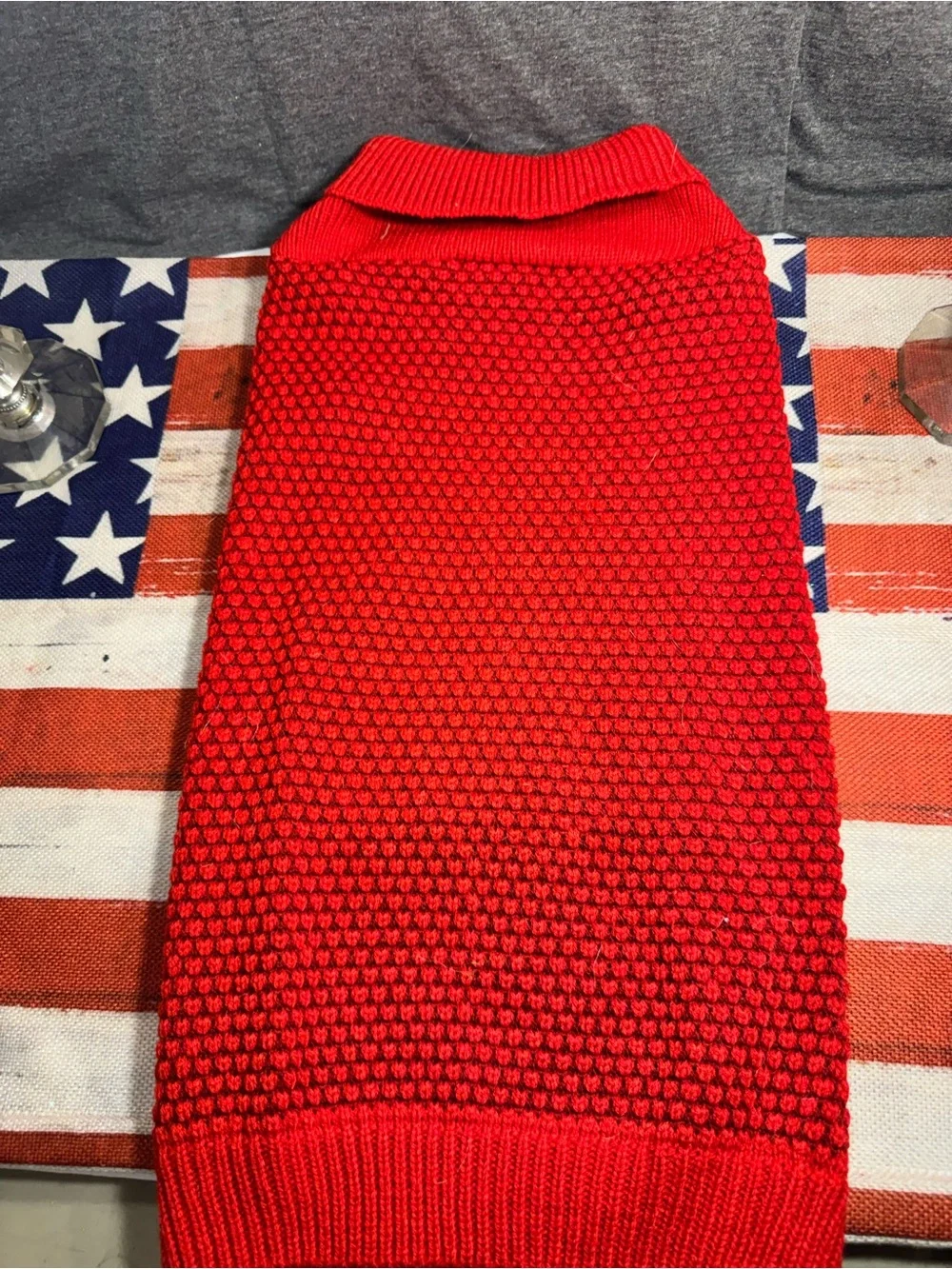 Red Textured Knit Dog Sweater
